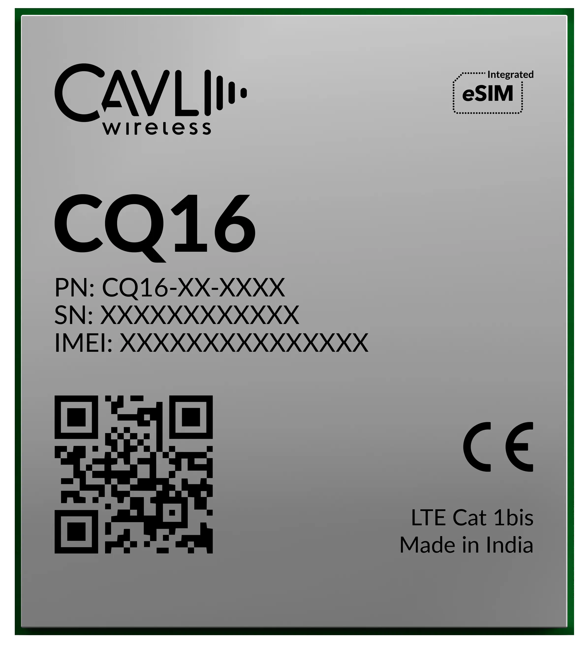 CQ16 LTE Cat 1bis Smart Cellular Module with integrated eSIM and GNSS